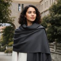 Grey Blanket Shawl - Thick Wide Scarf - Pashmina Super Soft Wrap