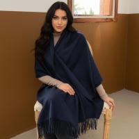 Navy Blue Blanket Shawl - Thick Wide Scarf - Pashmina Super Soft Wrap