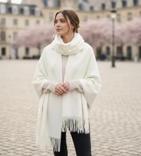Creamy White Blanket Shawl - Thick Wide Scarf - Pashmina Super Soft Wrap
