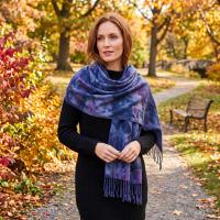 Hand Dyed Tie Dye Pashmina, Blanket Shawl, Wide Scarf, Head Wrap - Rayon Shawl