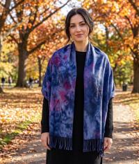 Hand Dyed Tie Dye Pashmina, Blanket Shawl, Wide Scarf, Head Wrap - Rayon Shawl