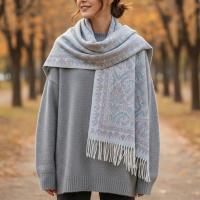 Thick Pashmina Shawl & Scarf for Women, Jacquard Brocade, Blanket Shawl, Wrap