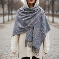 Thick Pashmina Shawl & Scarf for Women, Jacquard Brocade, Blanket Shawl, Wrap