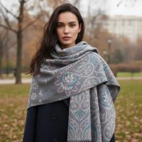 Thick Pashmina Shawl & Scarf for Women, Jacquard Brocade, Blanket Shawl, Wrap
