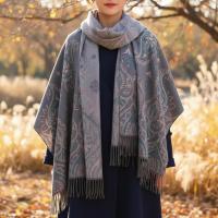 Thick Pashmina Shawl & Scarf for Women, Jacquard Brocade, Blanket Shawl, Wrap