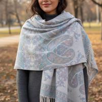 Thick Pashmina Shawl & Scarf for Women, Jacquard Brocade, Blanket Shawl, Wrap
