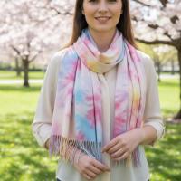 Hand Dyed Tie Dye Pashmina, Blanket Shawl, Wide Scarf, Head Wrap - Rayon Shawl