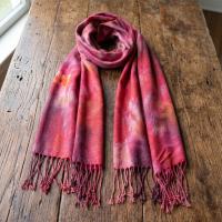 Hand Dyed Tie Dye Pashmina, Blanket Shawl, Wide Scarf, Head Wrap - Rayon Shawl