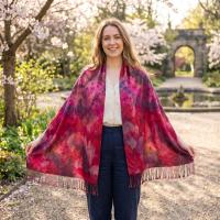 Hand Dyed Tie Dye Pashmina, Blanket Shawl, Wide Scarf, Head Wrap - Rayon Shawl