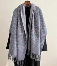 Thick Pashmina Shawl & Scarf for Women, Jacquard Brocade, Blanket Shawl, Wrap