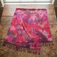 Hand Dyed Tie Dye Pashmina, Blanket Shawl, Wide Scarf, Head Wrap - Rayon Shawl