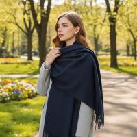 Navy Blue Blanket Shawl - Thick Wide Scarf - Pashmina Super Soft Wrap