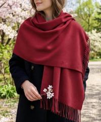 Blanket Scarf and Shawl - Red - Super Soft Pashmina Wide Scarf