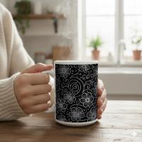 Set of Big Mugs, Floral Cup Set, Large 15 oz Matching Cups