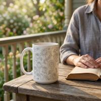 Set of Big Mugs, Floral Cup Set, Large 15 oz Matching Cups