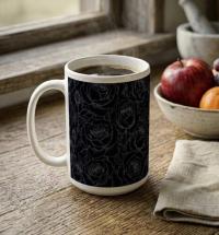 Set of Big Mugs, Floral Cup Set, Large 15 oz Matching Cups