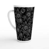 Roses, Latte 17oz Ceramic Mug - Coffee or Tea Cup, Extra Tall
