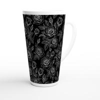 Roses, Latte 17oz Ceramic Mug - Coffee or Tea Cup, Extra Tall