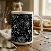 Set of Big Mugs, Floral Cup Set, Large 15 oz Matching Cups