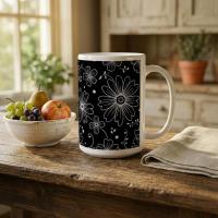 Set of Big Mugs, Floral Cup Set, Large 15 oz Matching Cups