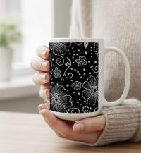 Set of Big Mugs, Floral Cup Set, Large 15 oz Matching Cups