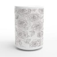 Set of Big Mugs, Floral Cup Set, Large 15 oz Matching Cups