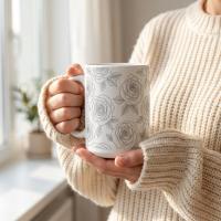 Set of Big Mugs, Floral Cup Set, Large 15 oz Matching Cups