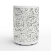 Set of Big Mugs, Floral Cup Set, Large 15 oz Matching Cups
