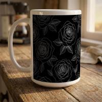 Set of Big Mugs, Floral Cup Set, Large 15 oz Matching Cups
