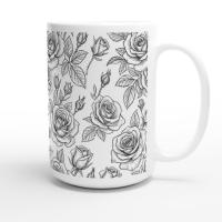 Set of Big Mugs, Floral Cup Set, Large 15 oz Matching Cups