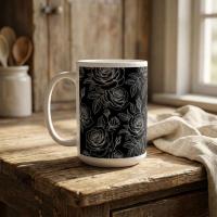 Set of Big Mugs, Floral Cup Set, Large 15 oz Matching Cups
