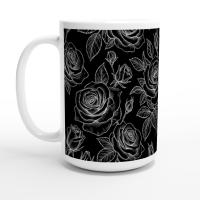 Set of Big Mugs, Floral Cup Set, Large 15 oz Matching Cups