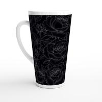 Set of 3 Cups, Floral, 17oz Latte Ceramic Mugs Set - Extra Tall Cup Set