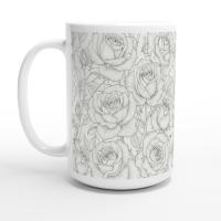 Set of Big Mugs, Floral Cup Set, Large 15 oz Matching Cups