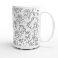 Set of Big Mugs, Floral Cup Set, Large 15 oz Matching Cups