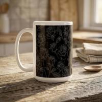 Set of Big Mugs, Floral Cup Set, Large 15 oz Matching Cups