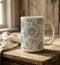 Roses - Floral Cups -  Large and Small Ceramic Mugs