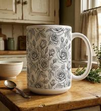 Roses - Floral Cups -  Large and Small Ceramic Mugs