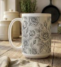 Roses - Floral Cups -  Large and Small Ceramic Mugs