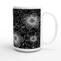 Set of Big Mugs, Floral Cup Set, Large 15 oz Matching Cups