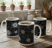 Set of Big Mugs, Floral Cup Set, Large 15 oz Matching Cups