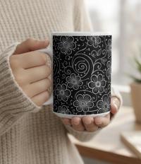 Set of Big Mugs, Floral Cup Set, Large 15 oz Matching Cups