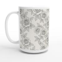 Roses, Floral Mugs, Large and Small Cup Set