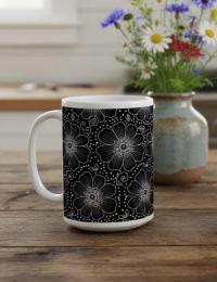 Set of Big Mugs, Floral Cup Set, Large 15 oz Matching Cups
