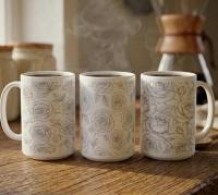Set of Big Mugs, Floral Cup Set, Large 15 oz Matching Cups