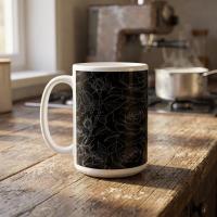 Set of Big Mugs, Floral Cup Set, Large 15 oz Matching Cups