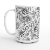 Set of Big Mugs, Floral Cup Set, Large 15 oz Matching Cups