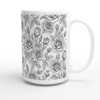 Set of Big Mugs, Floral Cup Set, Large 15 oz Matching Cups