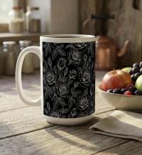 Set of Big Mugs, Floral Cup Set, Large 15 oz Matching Cups