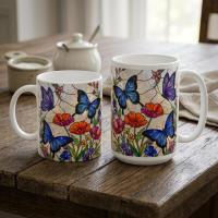 Butterfly Cups, Large and Small Mug Set